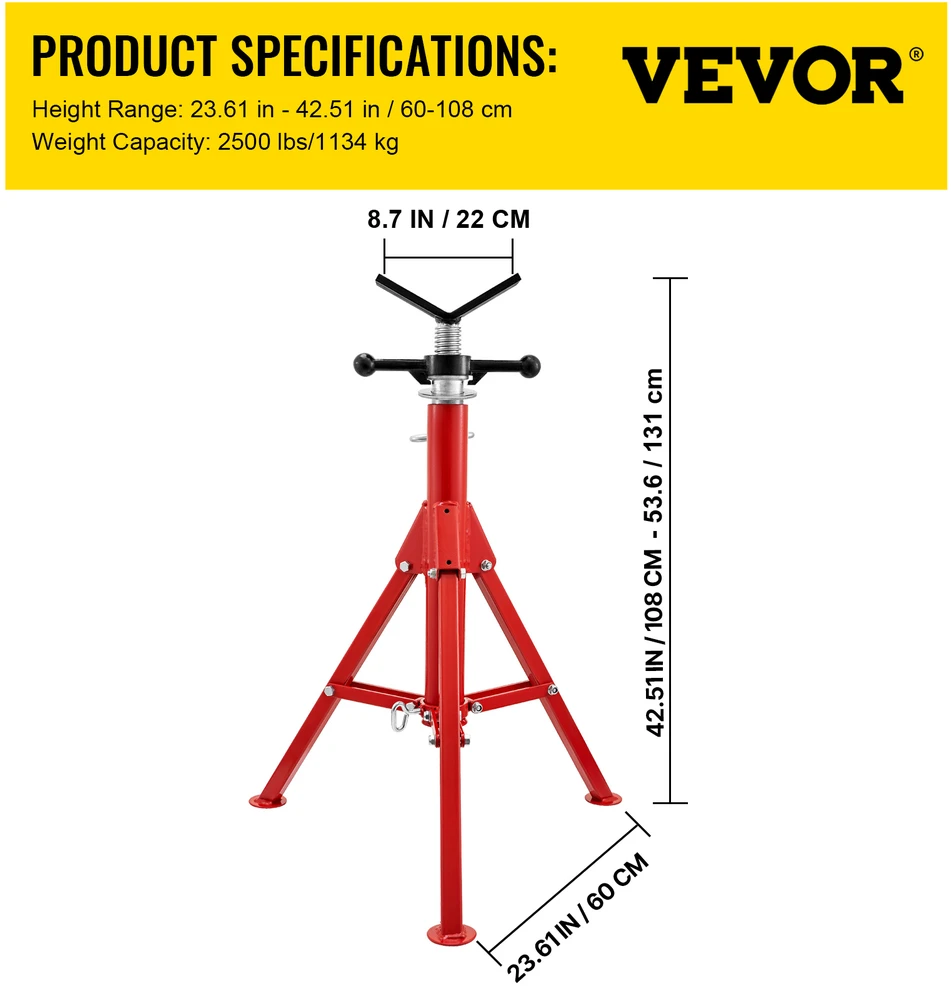 VEVOR V formos vamzdžio stovas 0.3-30.5 cm, reguliuojamas aukštis 71.1-132.1 cm