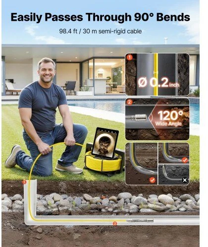VEVOR Nuotekų kamera su WiFi, 30m kanalizacijos vamzdynui
