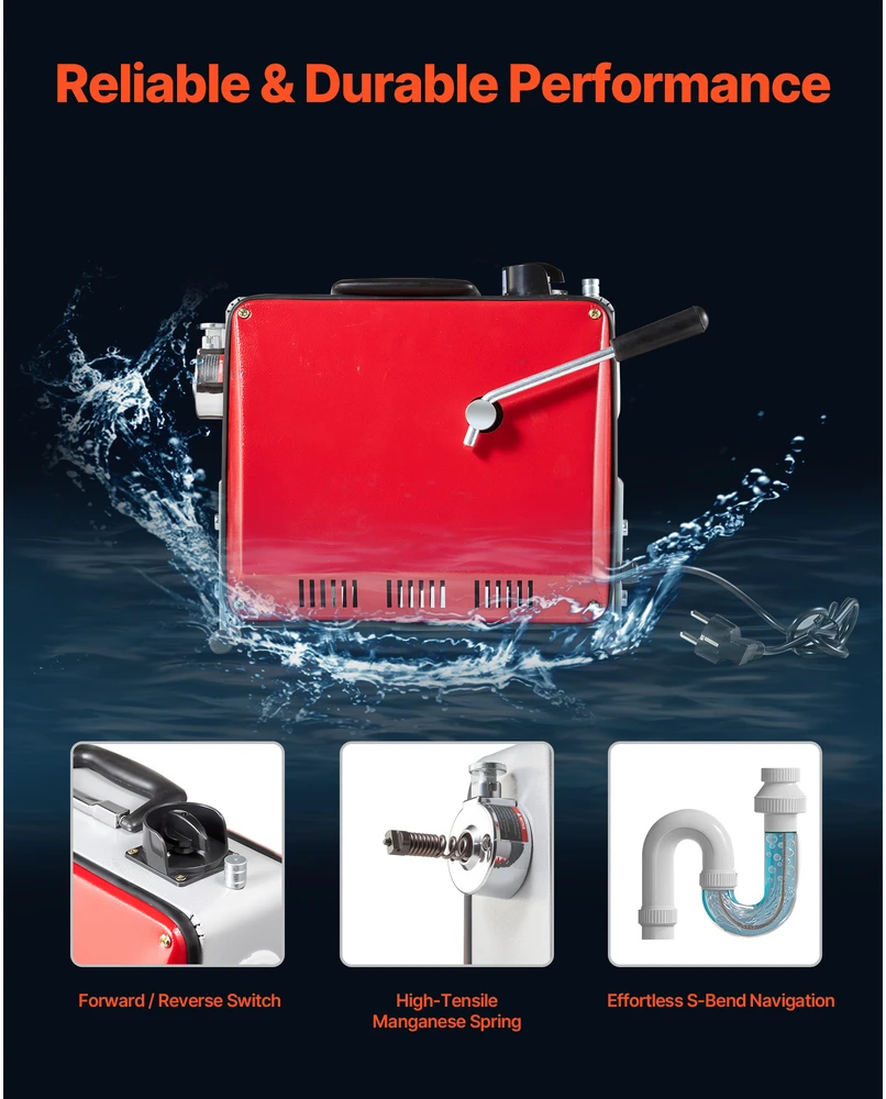 VEVOR Vamzdžių valymo mašina, 390W 1400RPM elektrinė