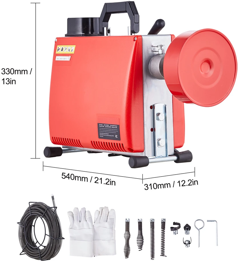 VEVOR Kanalizacijos valymo mašina 20m x 16mm 250W