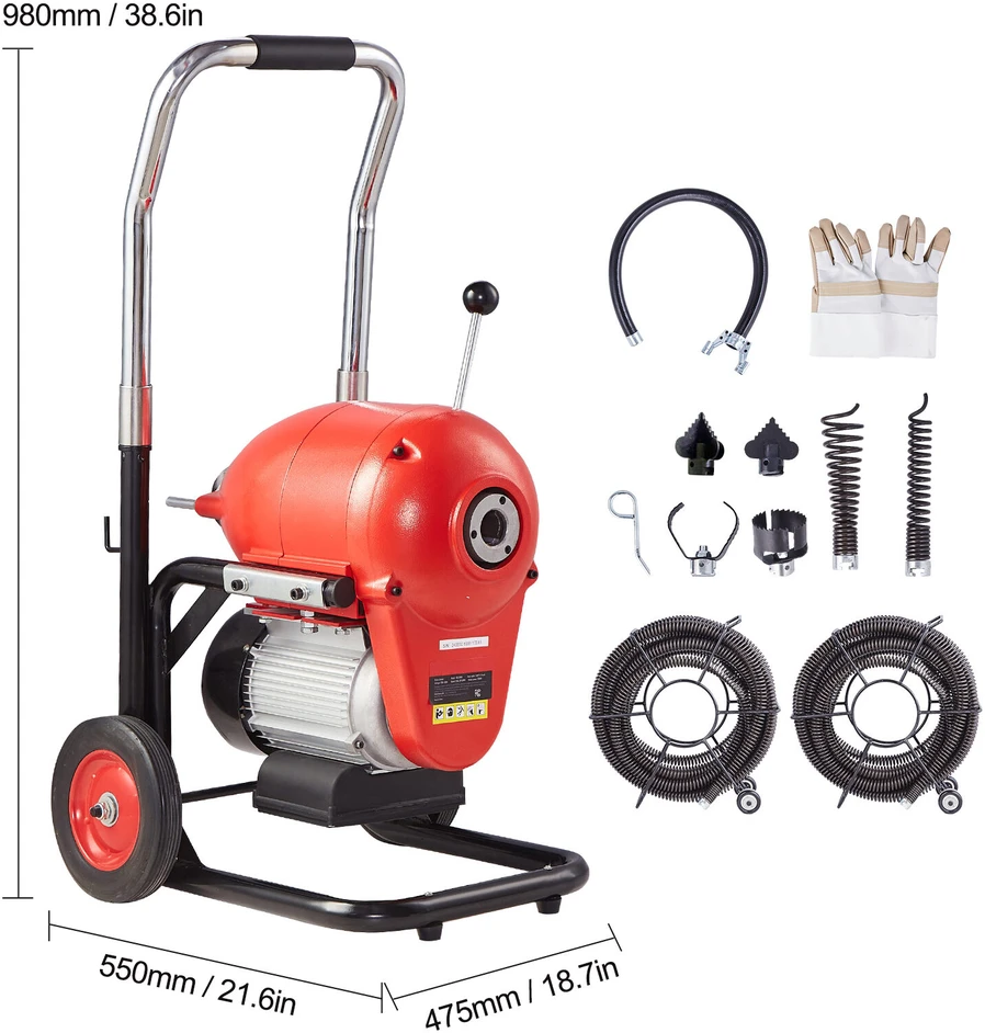 VEVOR Vamzdynų valymo įrenginys, 1100W, 36,5m