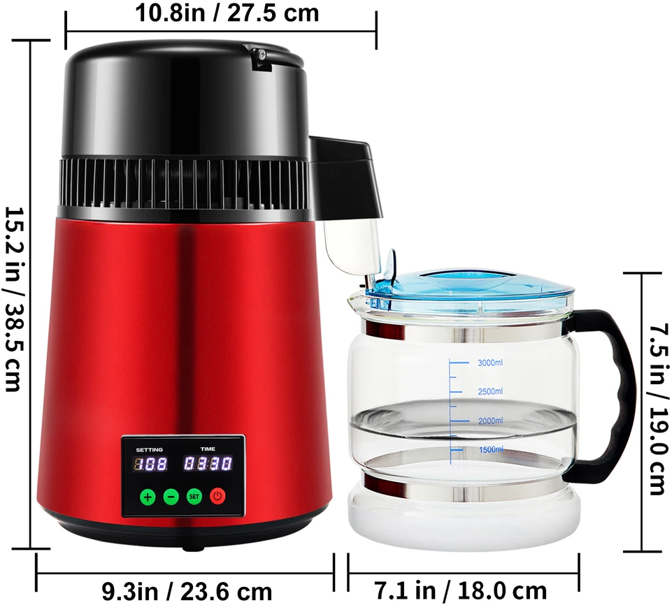 VEVOR 4 l vandens distiliatorius, 1 l/h, 750W