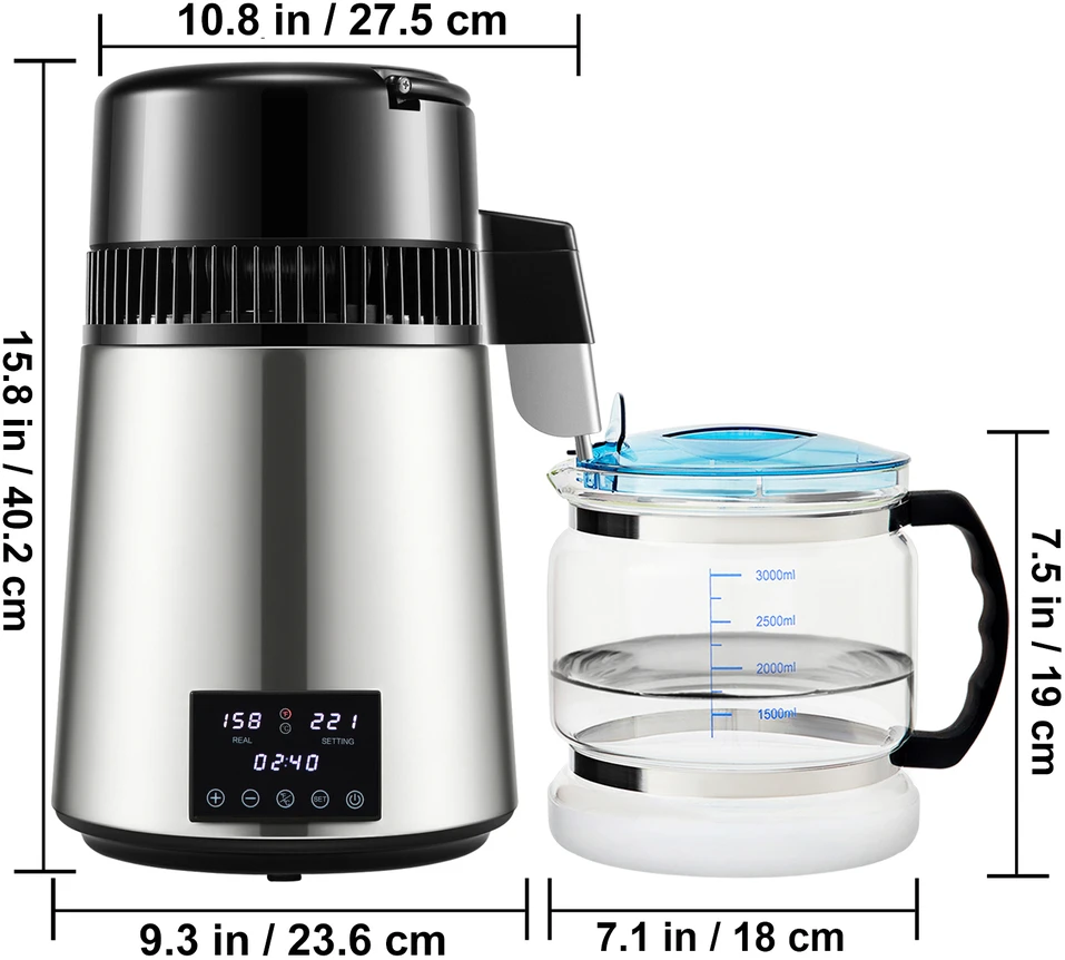VEVOR Vandens distiliatorius VVR VD2 1.5L/H Sidabrinis