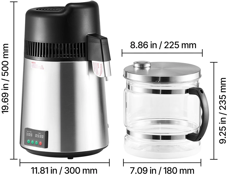 VEVOR 6 l vandens distiliatorius, 900 W plieno
