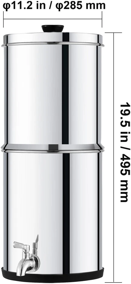 VEVOR Gravitacinis vandens filtras, 8.5L nerūdijančio plieno