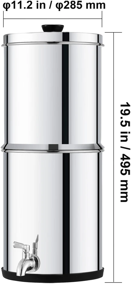 VEVOR Nerūdijančio plieno gravitacinis vandens filtras, geriamojo vandens sistema, nešiojamas vandens valytuvas, stovyklavimui, žygiams