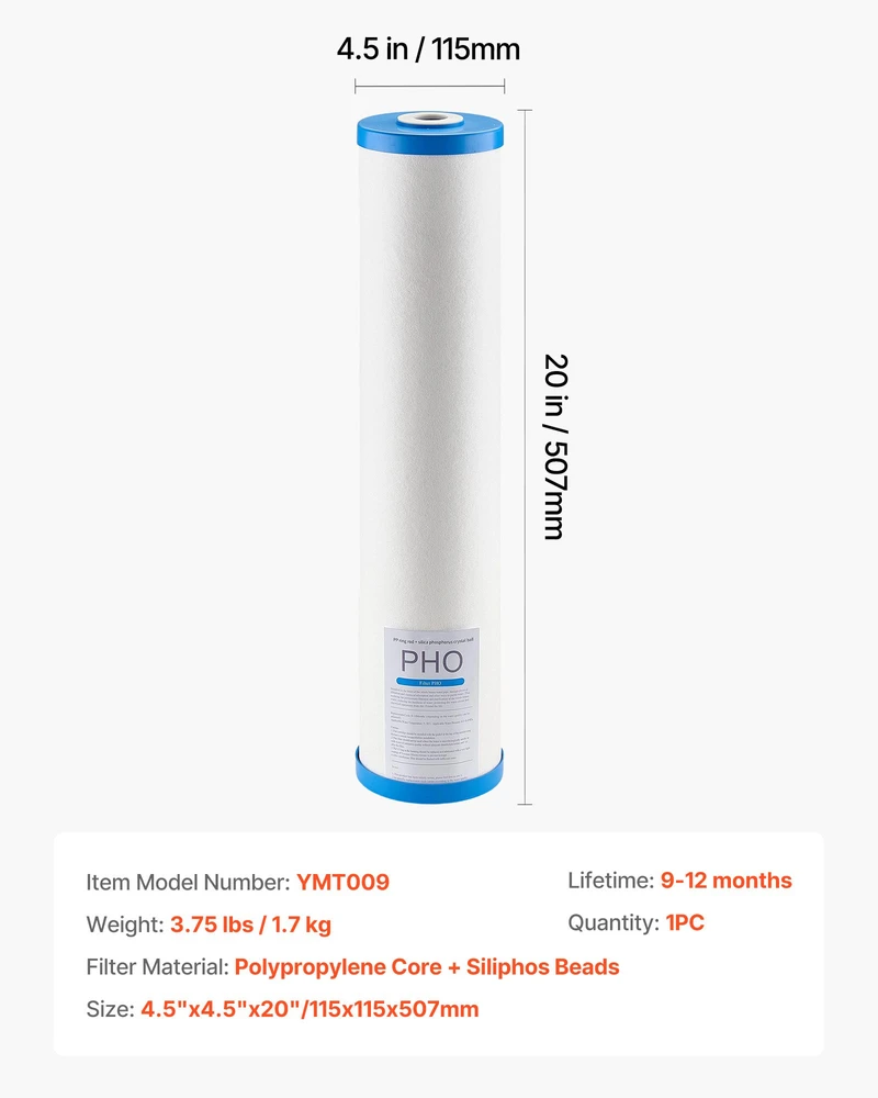 VEVOR Viso namo vandens filtro kasetė 115x507 mm