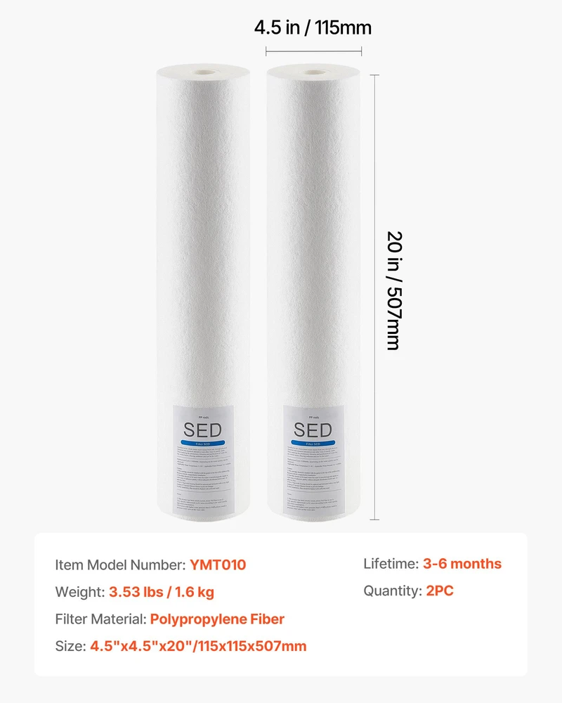 VEVOR Viso namo vandens filtro keitimo kasetė 11,5 cm x 50 cm