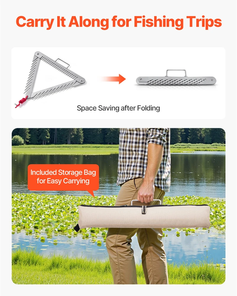 VEVOR 60 cm trikampis vandens žolių grėblys