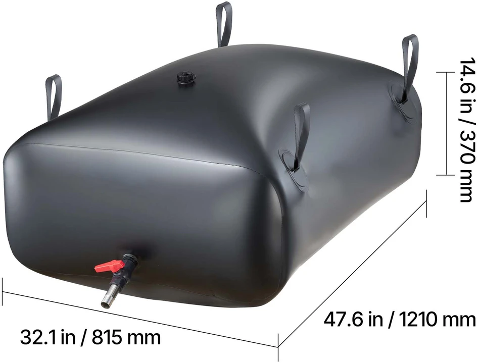Vevor Vandens saugojimo talpa, 121x81.5x37 cm, juoda, PVC sulankstoma saugykla