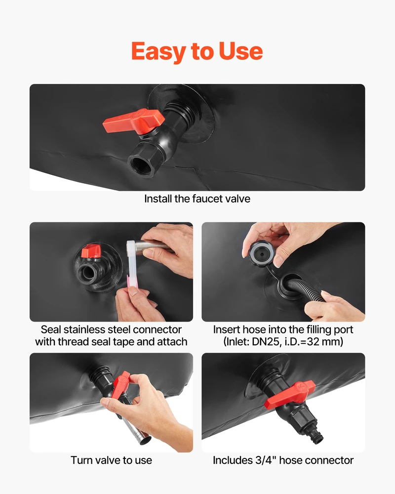Vevor Vandens saugojimo talpykla 101x60x45 cm juoda PVC sulankstoma