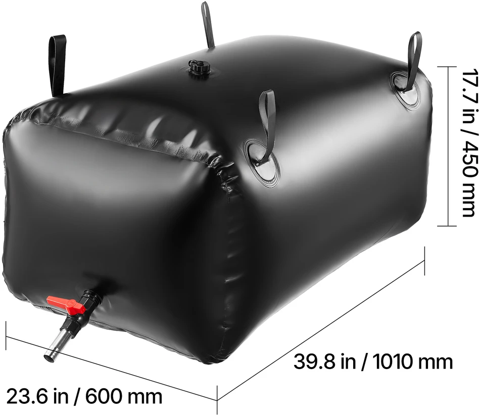 Vevor Vandens saugojimo talpykla 101x60x45 cm juoda PVC sulankstoma