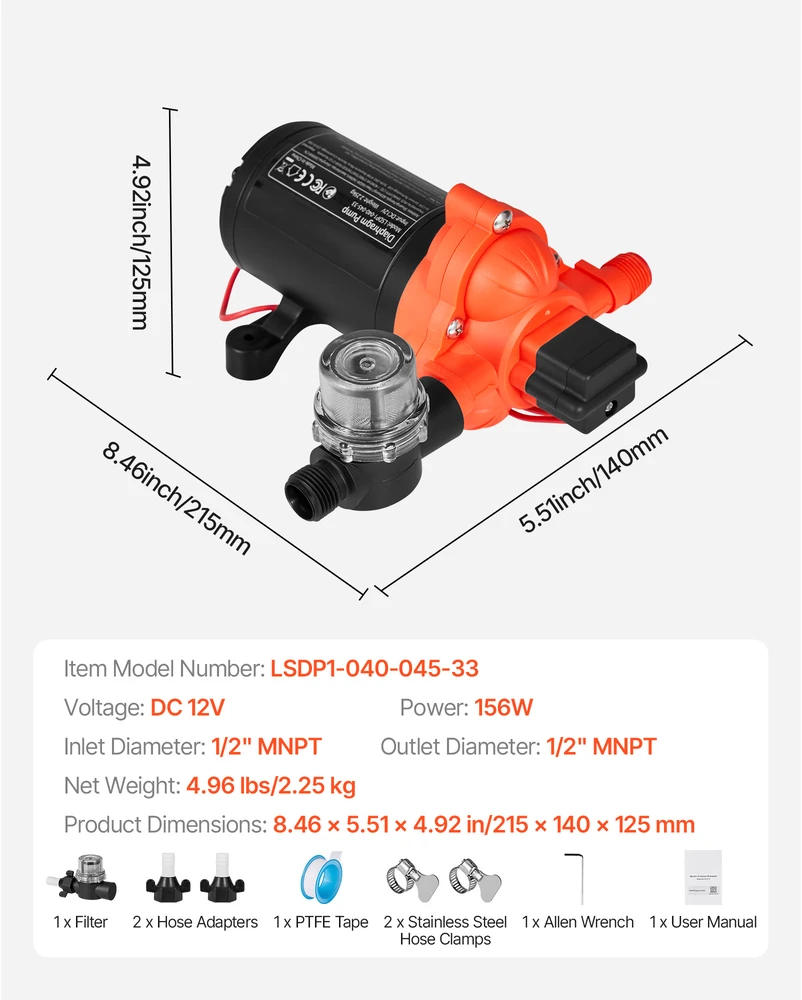 VEVOR 12V RV vandens siurblys
