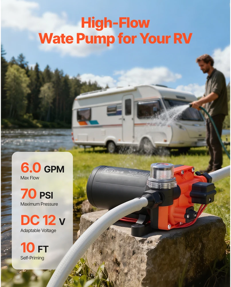VEVOR vandens siurblys RV, 12V DC, 22,7 l/min