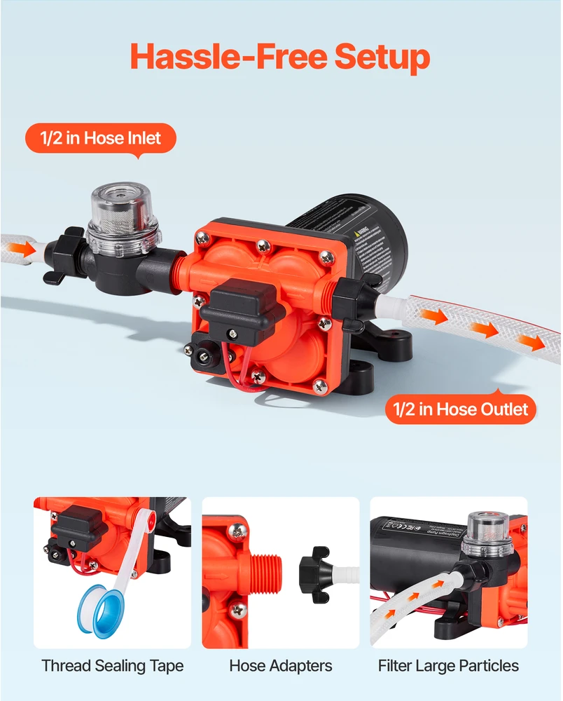 VEVOR vandens siurblys RV, 12V DC, 22,7 l/min
