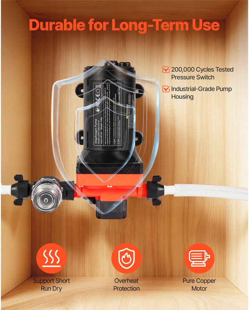 VEVOR vandens siurblys RV, 12V DC, 22,7 l/min