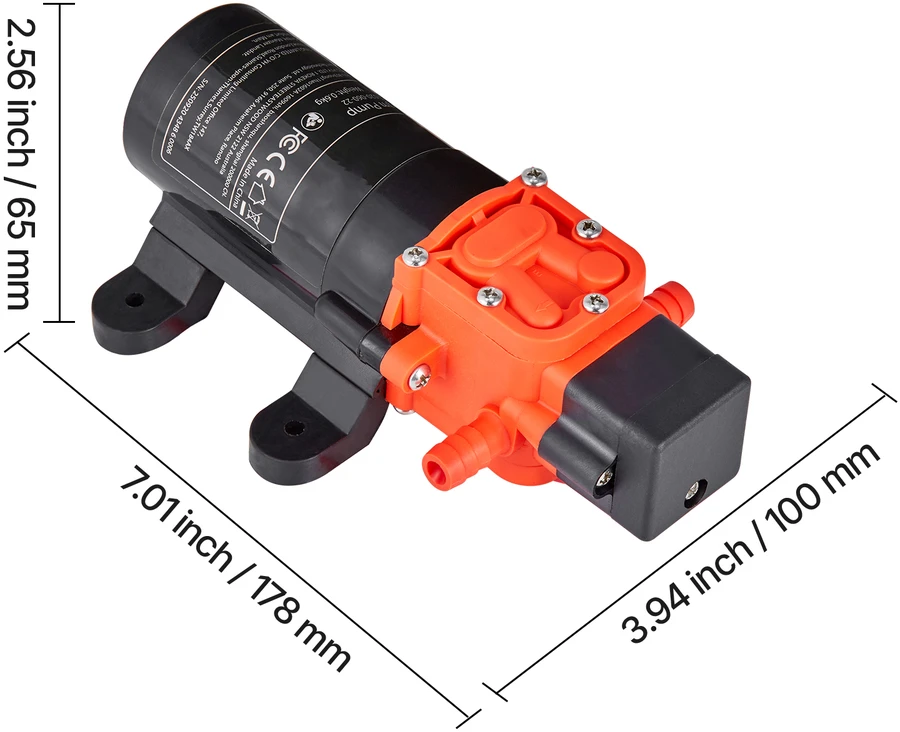 VEVOR Vandens slėgio siurblys, 12V, 80 PSI, 4,5 l/min