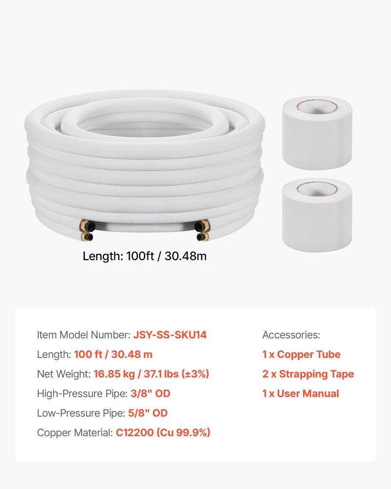 VEVOR 30,5 m kondicionieriaus jungtis mini split