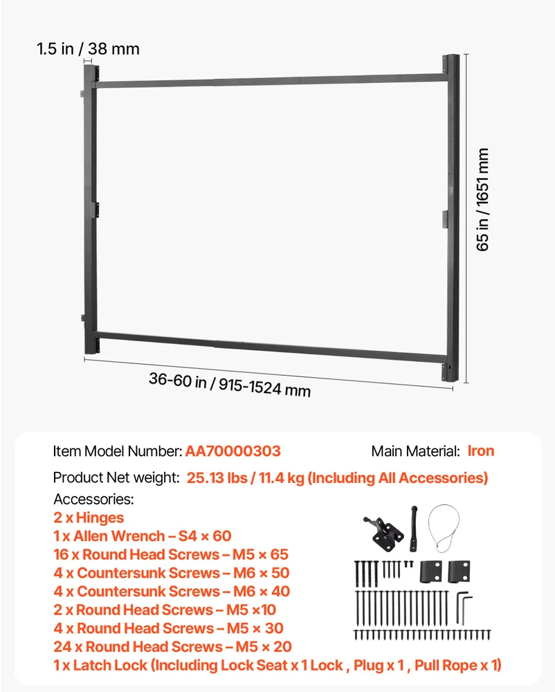 VEVOR Vartų rinkinys 91-152 cm pločio angoms