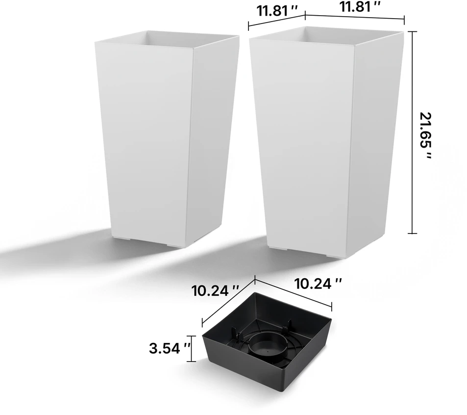 VEVOR Aukšti vazonai rinkinys 2 vnt, 550 mm, balti