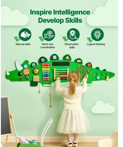 VEVOR dinozaurų veiklos sienelė su 11 užduočių