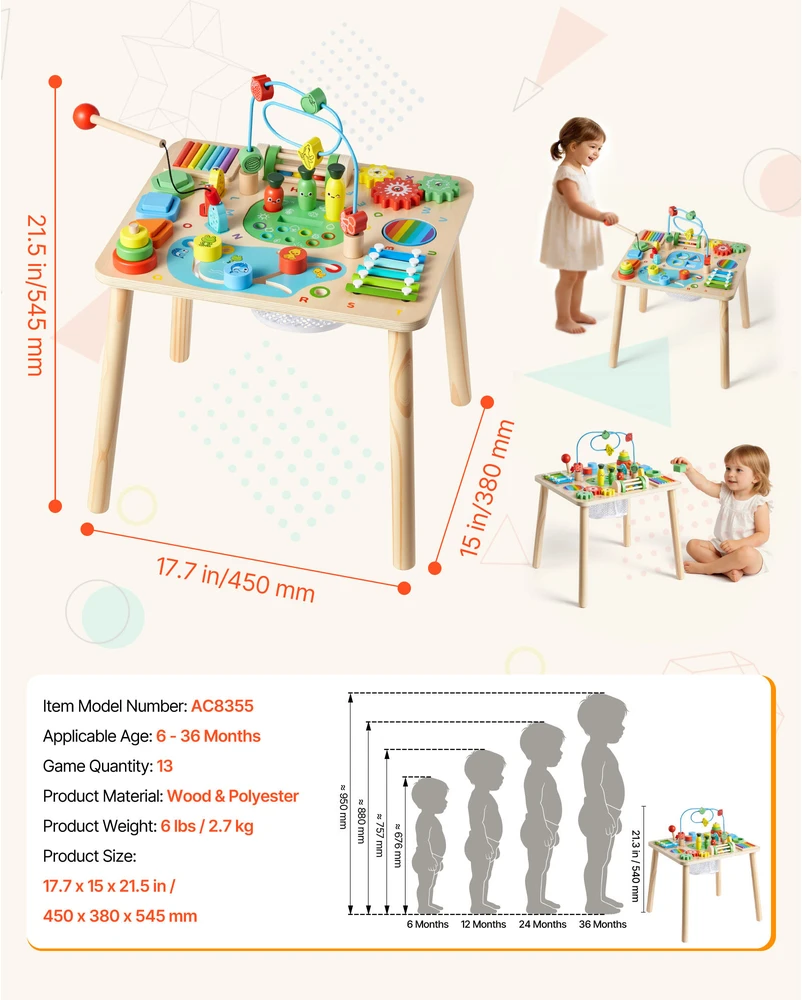 VEVOR Montessori veiklų stalas vaikams 1–3 m.