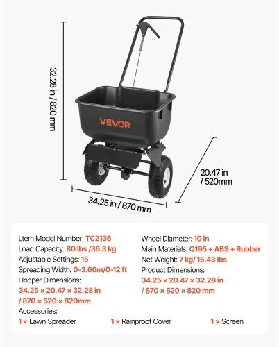 VEVOR Sodo sklaidos vežimėlis, 36.3kg talpa