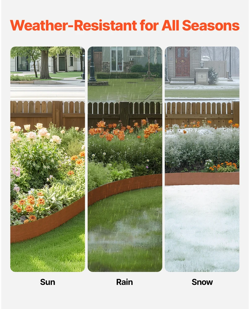 VEVOR Plieninės kraštų juostos sodui 6 vnt 1 metras