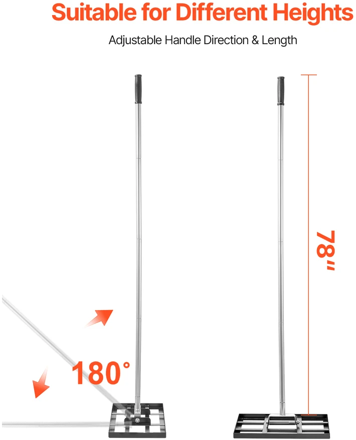 VEVOR Vejos lyginimo grėblys 198 cm su rankena