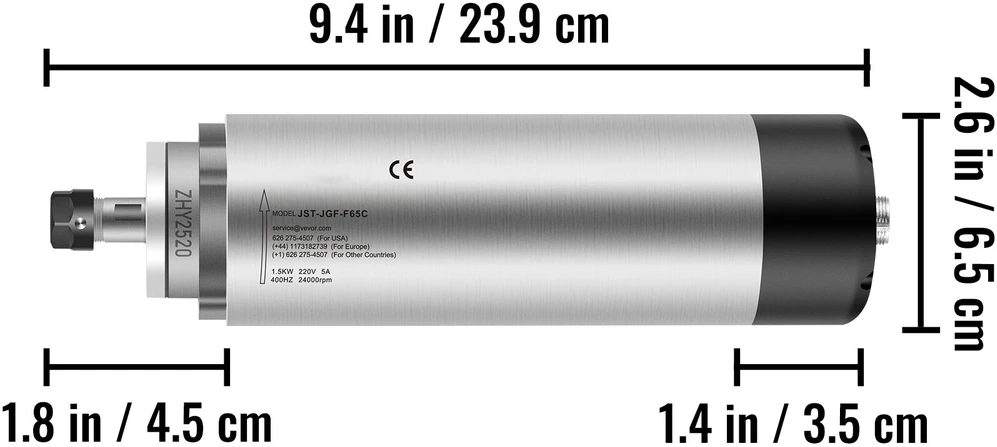 VEVOR 1,5 kW oro aušinamas velenas CNC frezavimo staklėms