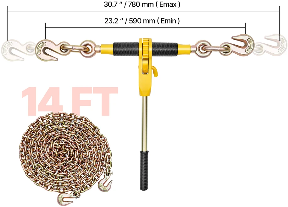 VEVOR Grandininė ratchet tvirtinimo priemonė, 5/16 col. x 12,8 pėd.
