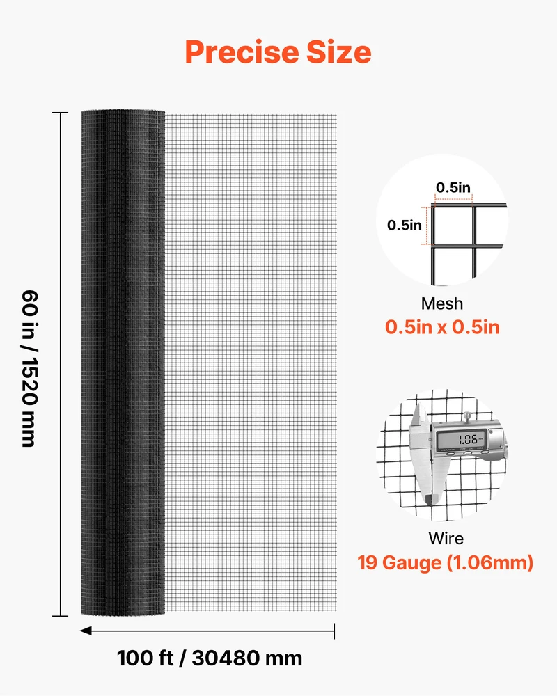 VEVOR Cinkuotas tinklas paukščiams 152cm x 30.4m