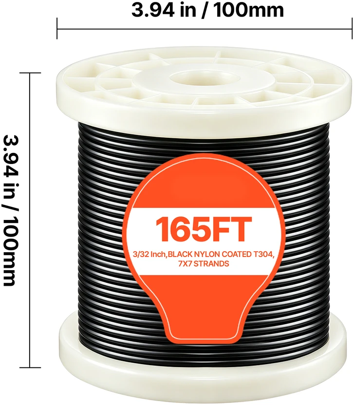 Vevor Vielinio lyno komplektas, 2,38 mm 50,3 m 304 nerūdijantis plienas, plienas