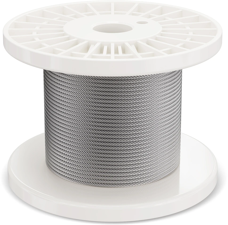 VEVOR 3,18 mm nerūdijančio plieno trosas 30,5 m (7x7)