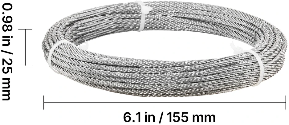 VEVOR 3.2 mm nerūdijančio plieno trosas