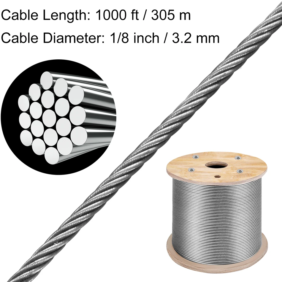 VEVOR nerūdijančio plieno trosas 3.2mm 300m 11.14KN