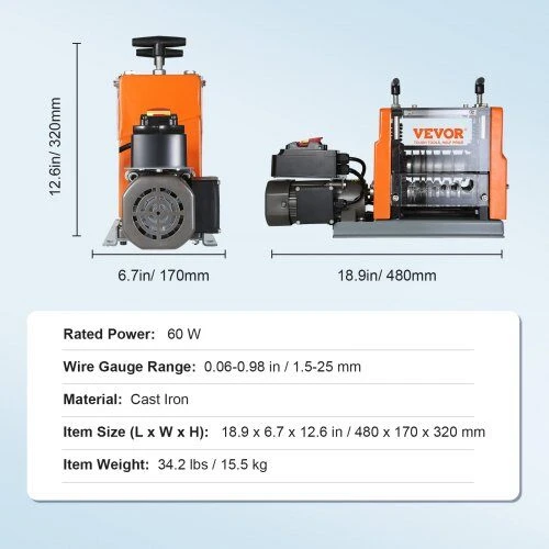 VEVOR Automatinė vielos nuėmimo mašina, 1.5-25 mm
