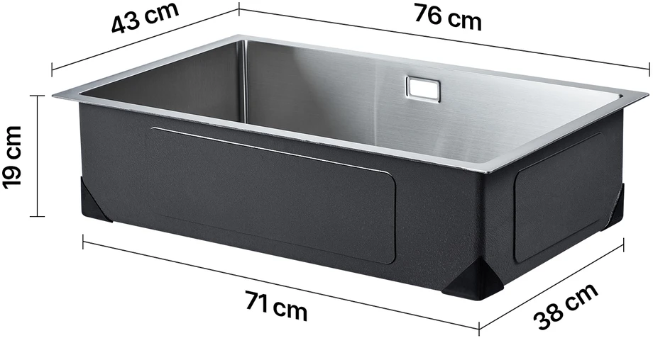 VEVOR 76 cm virtuvės įmontuojama plieninė kriauklė