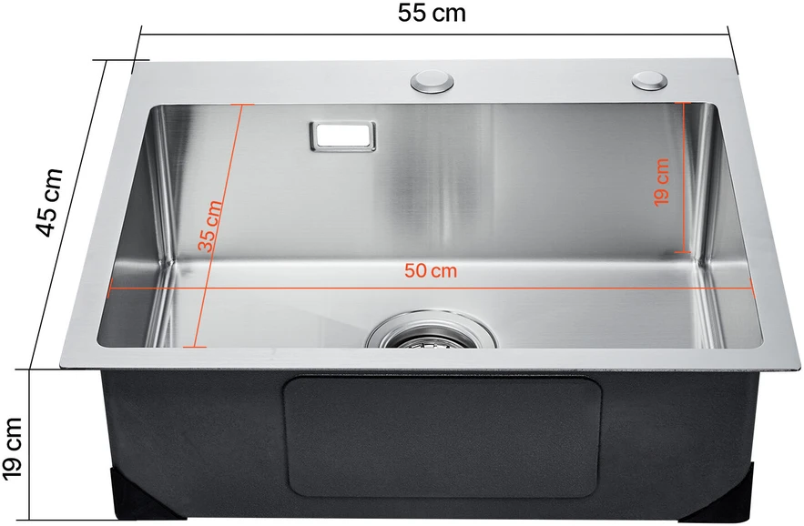 VEVOR 55 cm virtuvės plautuvė įstatoma į stalviršį