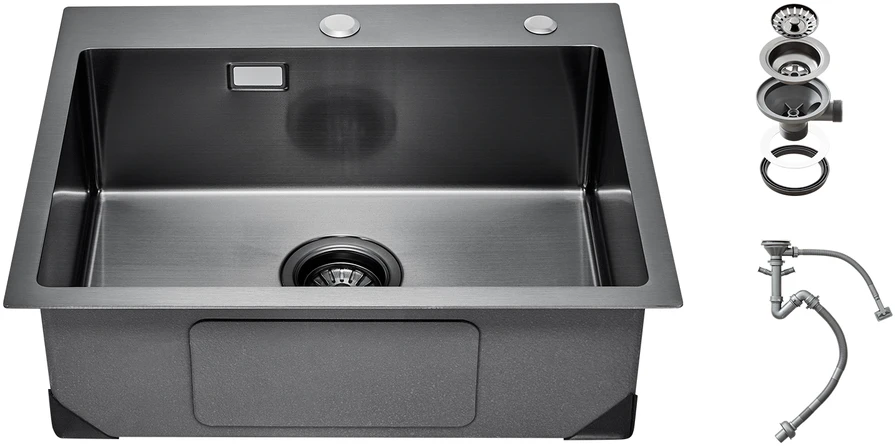 VEVOR Virtuvės kriauklė 68 cm įleidžiama, juoda