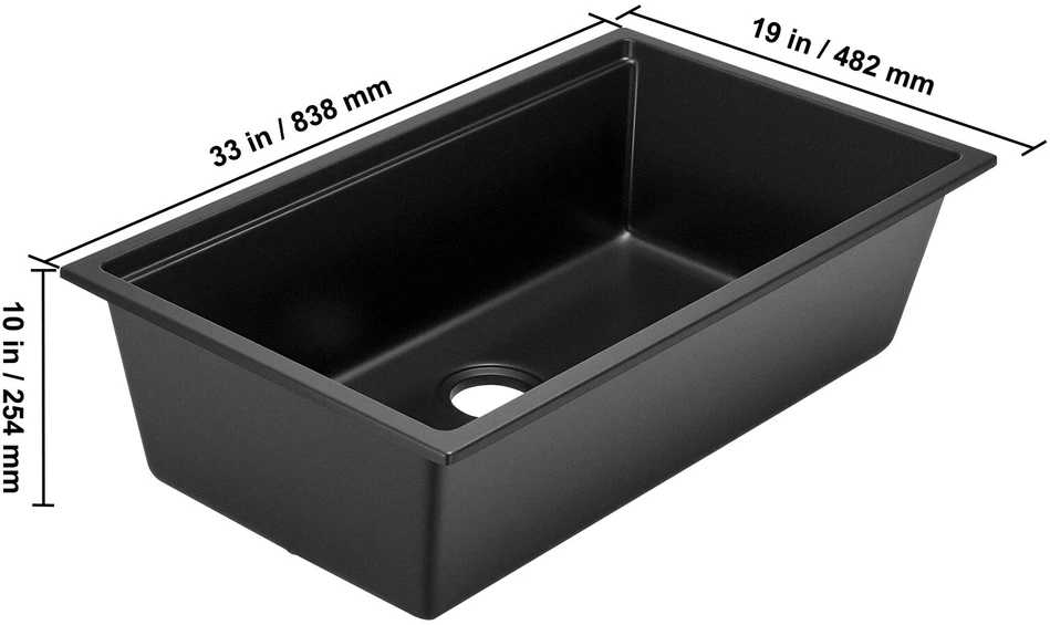 VEVOR 84 cm granito virtuvinė kriauklė po stalviršiu