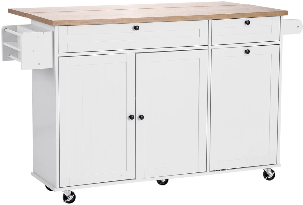 VEVOR 153 cm virtuvinis stalas su ratukais ir stalčiumi