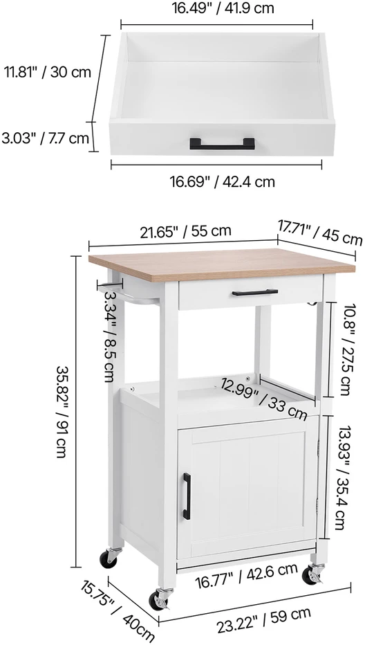 VEVOR Virtuvės sala ant ratukų su spintele