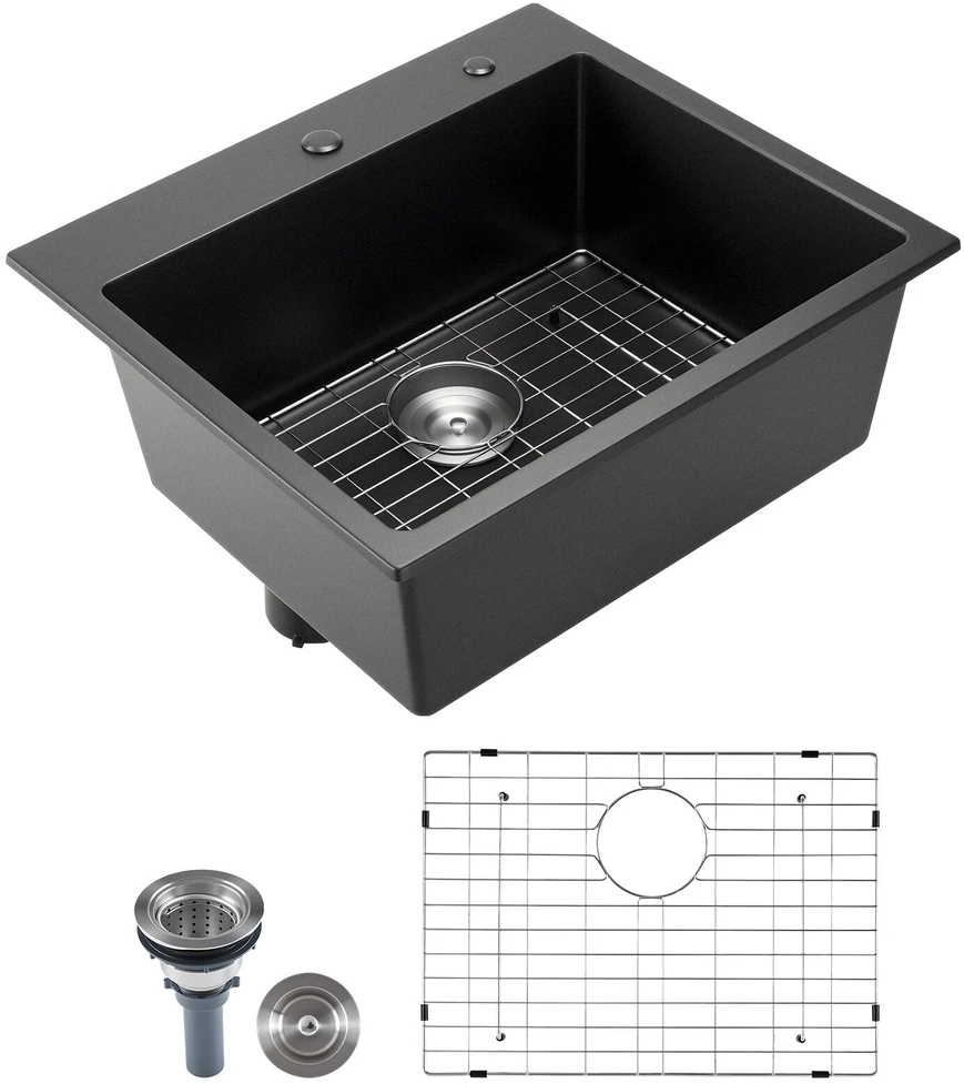 VEVOR 63 cm granito virtuvinė kriauklė vieno dubens