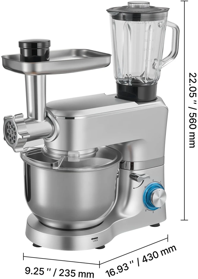 Plakiklis VEVOR Elektrinis virtuvės mikseris 6 L talpos