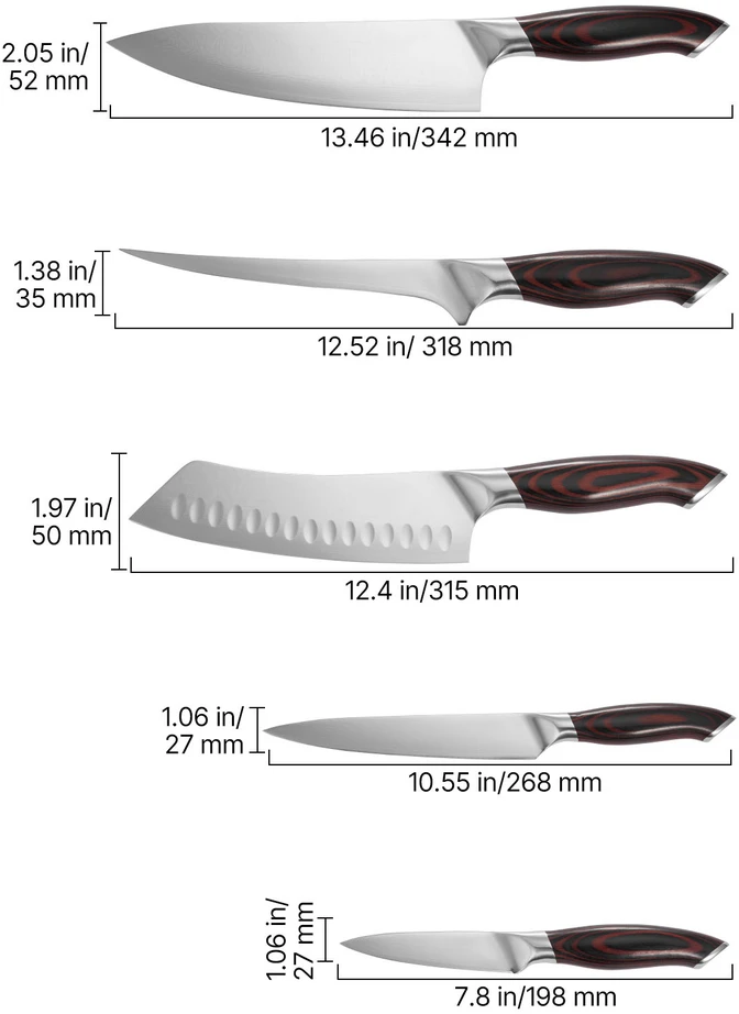 VEVOR Virtuvinių peilių rinkinys, 5 dalys ir aukštos kokybės plienas