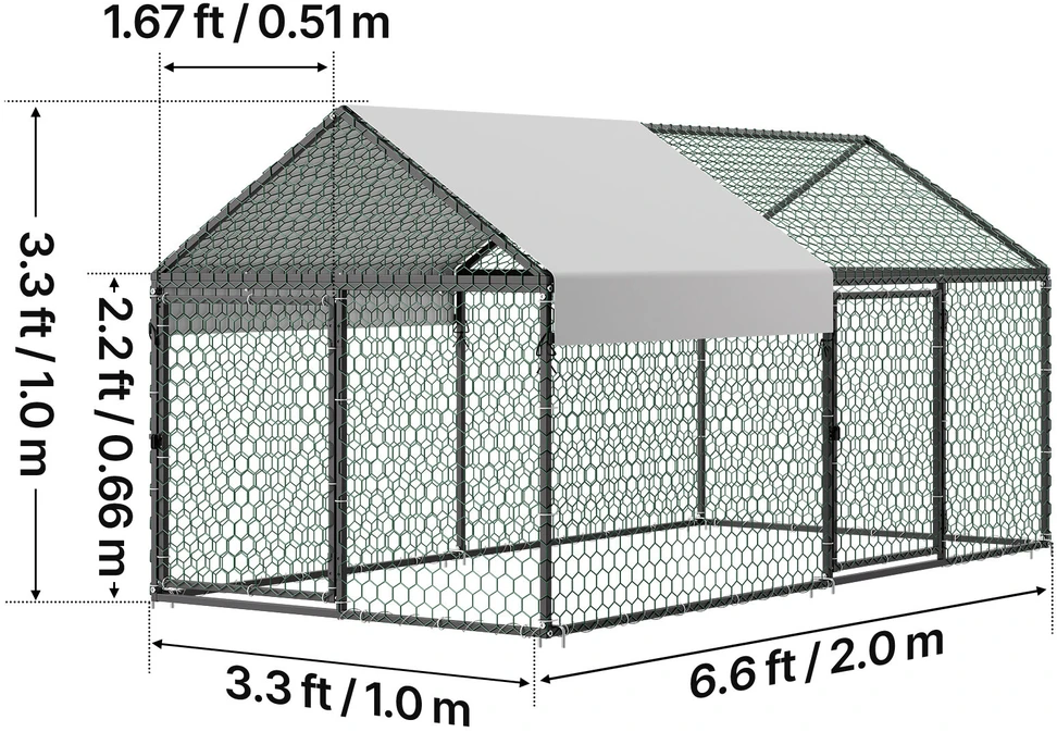VEVOR Metalinė vištidė 4-6 vištoms, 1 x 2 x 1 m