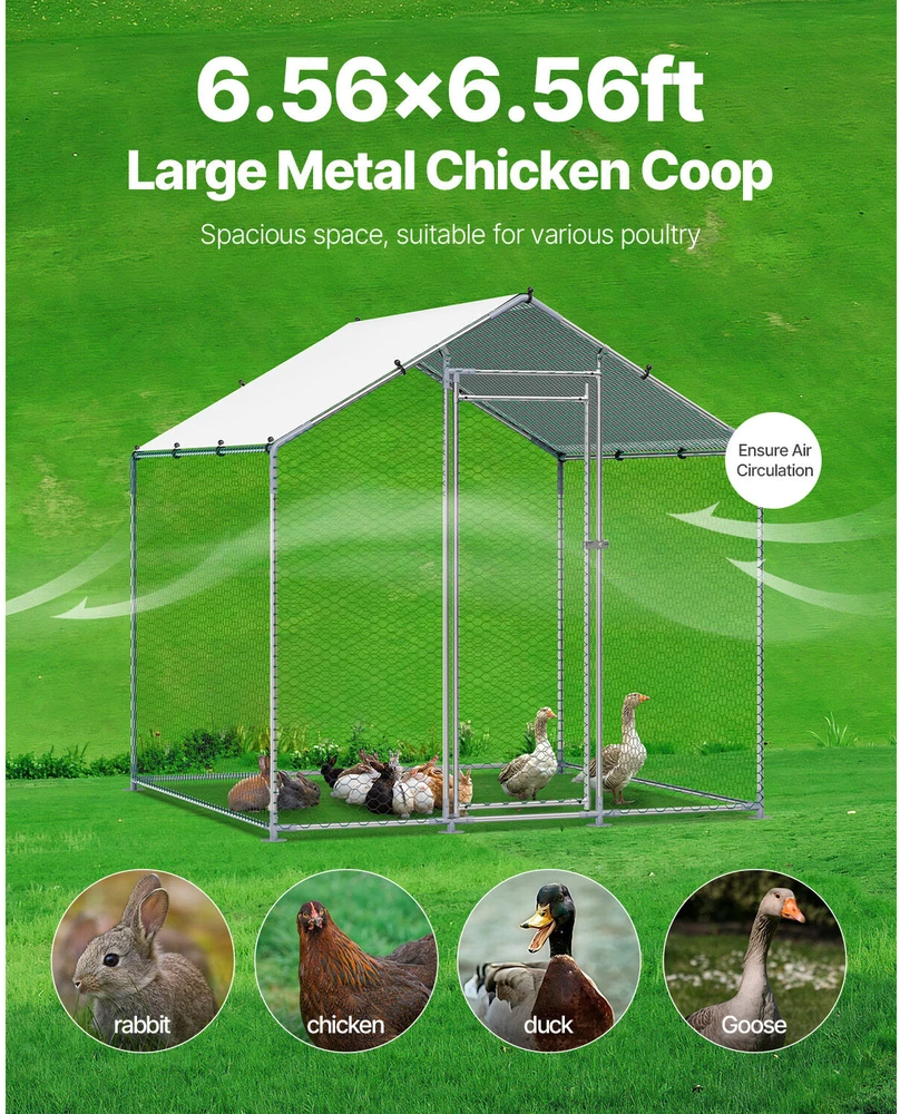 VEVOR Didelis metalinis vištų voljeras 2 x 2 x 2 m