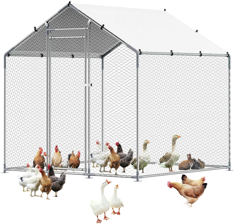 VEVOR Didelis metalinis vištų voljeras 2 x 2 x 2 m