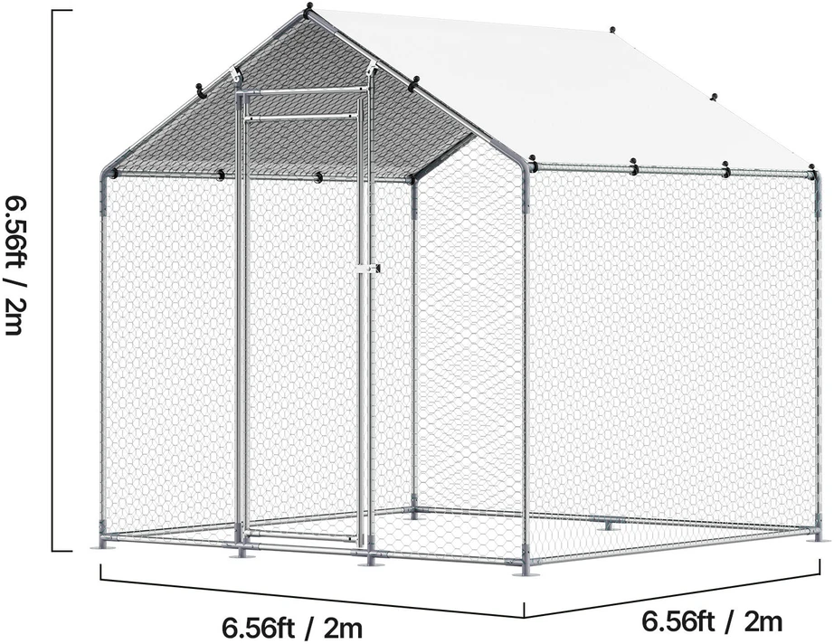 VEVOR Didelis metalinis vištų voljeras 2 x 2 x 2 m